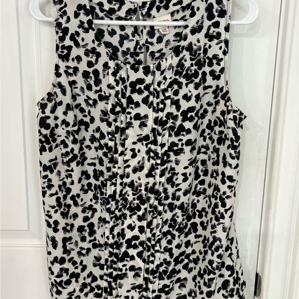 Merona Black and White Animal Print Blouse